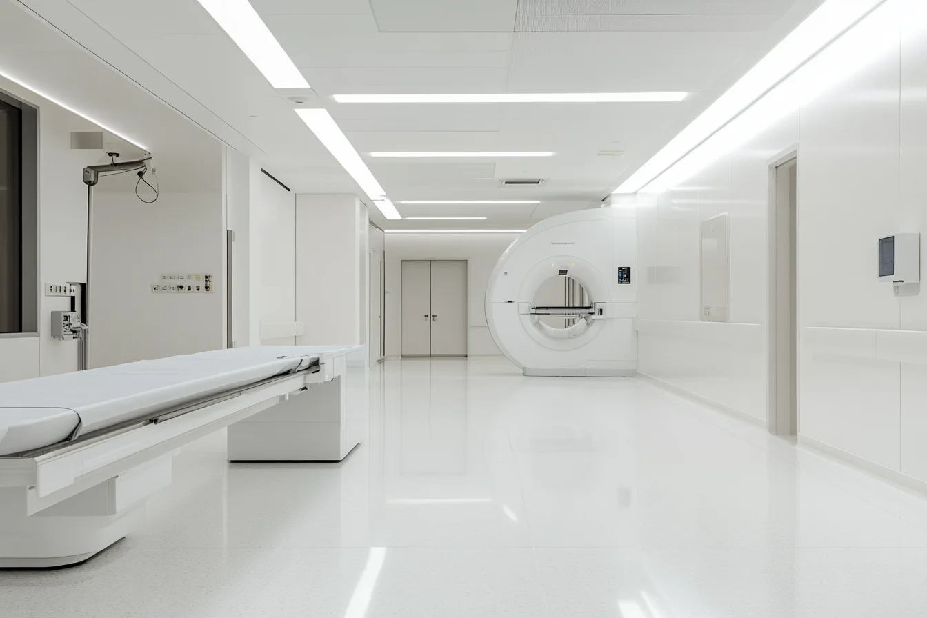 X ray room with medical equipment build with composite parts